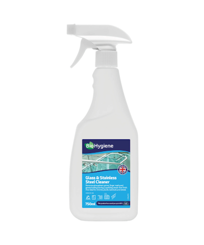 BioHygiene Glass & Stainless Steel Cleaner 750ml trigger (x6)