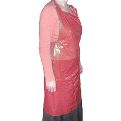 Polythene Aprons 200/roll red (x5)