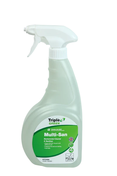Triple 8 Green Multi-San Food Safe Sanitiser 750ml trigger (x6)