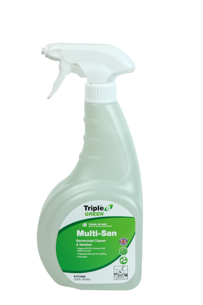 Triple 8 Green Multi-San Food Safe Sanitiser 750ml trigger (x6)