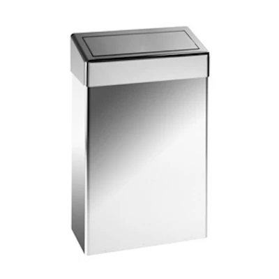 Waste Bin 30L with sprung flap lid polished s/steel