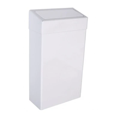 Waste Bin 50L with sprung flap lid white metal