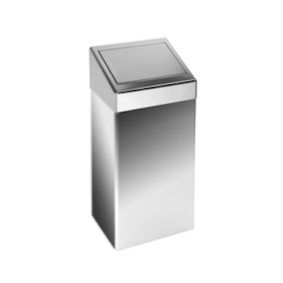 Waste Bin 50L with sprung flap lid brushed s/steel